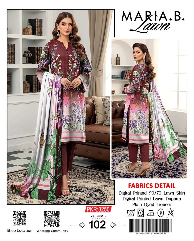 3 Pcs Women's Unstitched Digital Print Suit